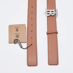 Pre Owned Burberry Black/Brown Leather TB Logo Reversible Belt S