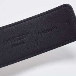 Pre Owned Burberry Black/Brown Leather TB Logo Reversible Belt S