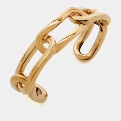 Burberry Chain Link Gold Tone Cuff Bracelet