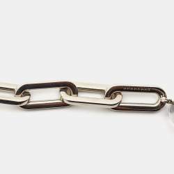 Pre Owned Burberry Palladium Plated Chain Link Glass Ball Charm Bracelet