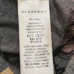 Burberry Grey/White Mega Checked Modal and Silk Sqaure Scarf
