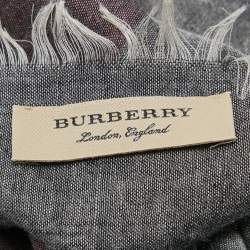 Burberry Grey/White Mega Checked Modal and Silk Sqaure Scarf