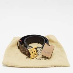 Burberry Brown Monogram Coated Canvas and Leather TB Buckle Belt S