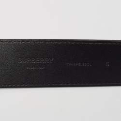 Burberry Brown Monogram Coated Canvas and Leather TB Buckle Belt S