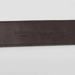 Burberry Brown Croc Embossed Leather TB Buckle Belt 80CM
