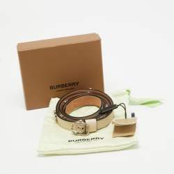 Burberry Off White Leather Crystals Dover Slim Buckle Belt 85CM