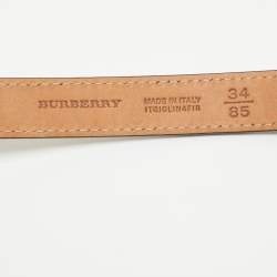 Burberry Off White Leather Crystals Dover Slim Buckle Belt 85CM