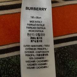 Pre Owned Burberry Green/White Monkey Print Lightweight Cashmere Scarf