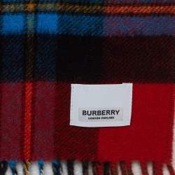 Pre Owned Burberry Beige Giant Check Cashmere Oversized Scarf