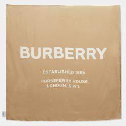 Burberry Beige Printed Silk Square Scarf