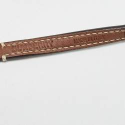 Pre Owned Burberry Brown Leather Bike Chain Belt L