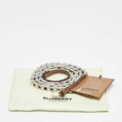 Pre Owned Burberry Brown Leather Bike Chain Belt L