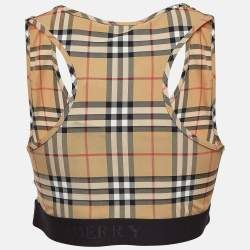 Pre Owned Burberry Brown Large Dalby Nylon Crop Top L