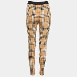 Pre Owned Burberry Belvoir Logo Vintage Check Jersey Leggings M