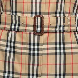 Burberry Beige Kempton Check Synthetic Trench Coat S
