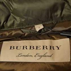 Burberry Olive Green Synthetic Quilted Puffer Down Coat M