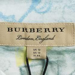 Pre Owned Burberry Multicolor Cotton Tie-Up Neck Full Sleeve Top M