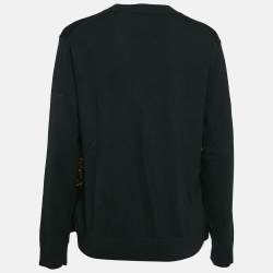 Pre Owned Burberry Black Merino Wool Monogram Panel V-Neck Cardrona Jumper S