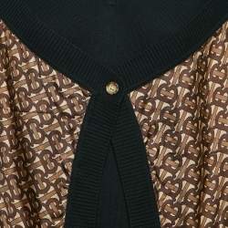 Pre Owned Burberry Black Merino Wool Monogram Panel V-Neck Cardrona Jumper S