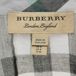 Pre Owned Burberry Grey Checked Cotton Ruffled Shirt S