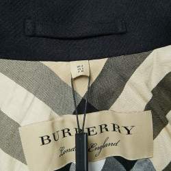Pre Owned Burberry Navy Blue Wool Blend Trench Coat XS