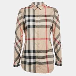 Burberry Beige House Check Stretch Cotton Button Front Shirt M