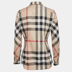 Burberry Beige House Check Stretch Cotton Button Front Shirt M