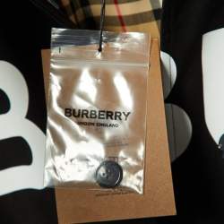Burberry Black Logo Print Cotton Gabardine Antonia Car Coat M