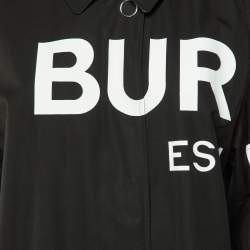 Burberry Black Logo Print Cotton Gabardine Antonia Car Coat M