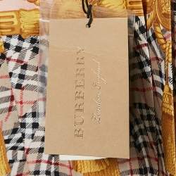 Burberry Multicolor Scarf Print Silk Pleated Long Sleeve Midi Dress M