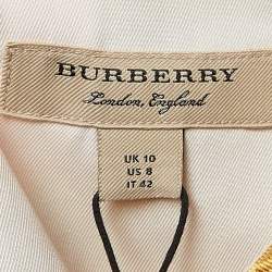 Burberry Multicolor Scarf Print Silk Pleated Long Sleeve Midi Dress M