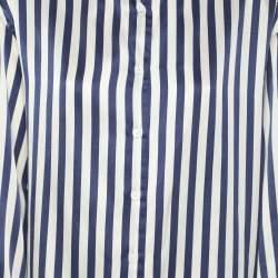 Burberry Blue/White Striped Silk Blend Top L