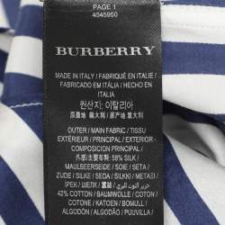 Burberry Blue/White Striped Silk Blend Top L
