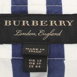 Burberry Blue/White Striped Silk Blend Top L