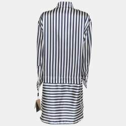 Burberry Blue/White Striped Silk Blend Top L