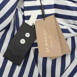 Burberry Blue/White Striped Silk Blend Top L