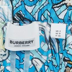Burberry Blue Tawney Print Silk Shorts XXS