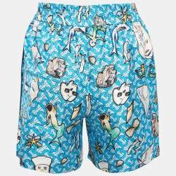 Burberry Blue Tawney Print Silk Shorts XXS