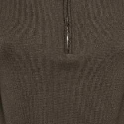 Burberry Otter Brown Wool Half Zip-Up Hooded Sweater XS