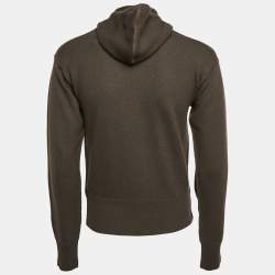 Burberry Otter Brown Wool Half Zip-Up Hooded Sweater XS