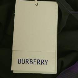 Pre Owned Burberry Dark Green/Purple Tartan Print Silk Pleated Wrap Skirt M