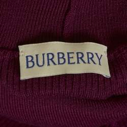 Burberry Burgundy Wool Turtle Neck Long Sleeve Sweater L