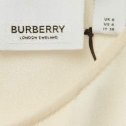 Pre Owned Burberry Off-White Crepe Belted Midi Dress S