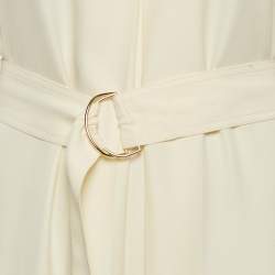 Pre Owned Burberry Off-White Crepe Belted Midi Dress S