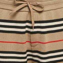 Pre Owned Burberry Beige Striped Knit Kenton Shorts L