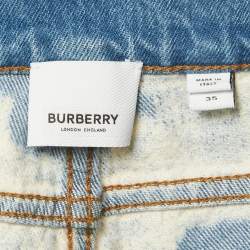 Pre Owned Burberry Blue Bleached Effect Denim Straight Leg Jeans XL Waist 35"