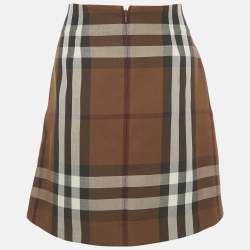 Pre Owned Burberry Brown Teodora Checks Wool Mini Skirt S