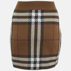 Pre Owned Burberry Birch Black Checkered Wool Mini Skirt S