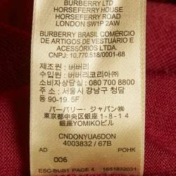 Pre Owned Burberry Red Merino Wool Knit Elbow Patch Sweater XS