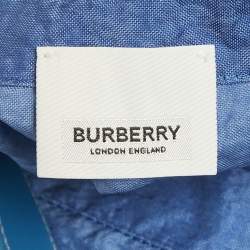 Pre Owned Burberry Warm Royal Blue Synthetic Leather Trim Dungarees XS